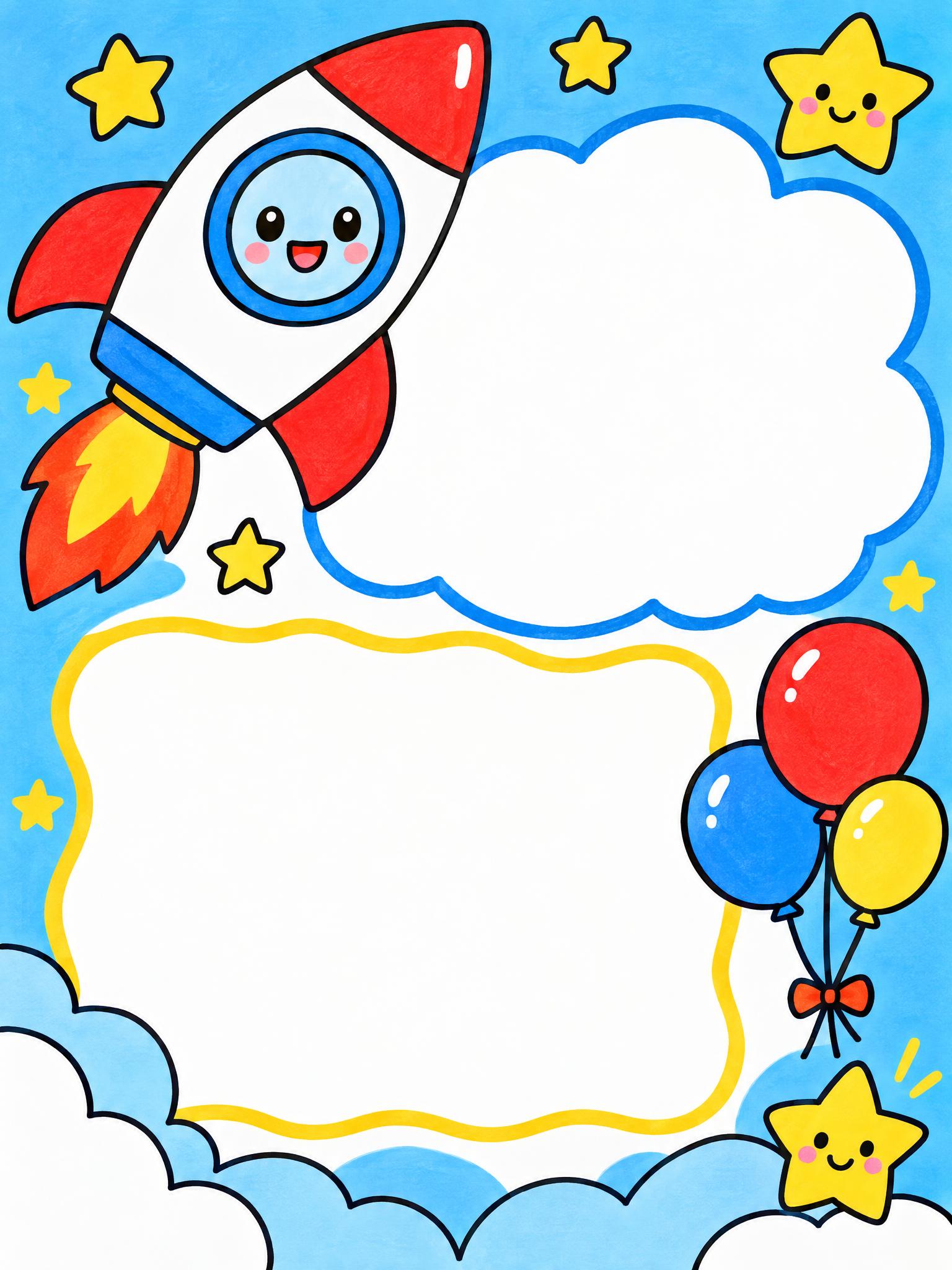 儿童手绘手抄报模板，适合低年级孩子临摹，线条简单清晰，画面主体… - 图片创意预览