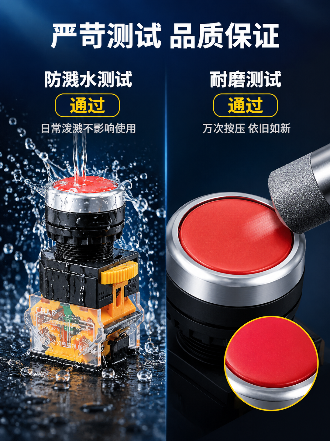 电商详情页第4张-功能测试验证，LA38系列按钮开关，工业科技… - 图片创意预览