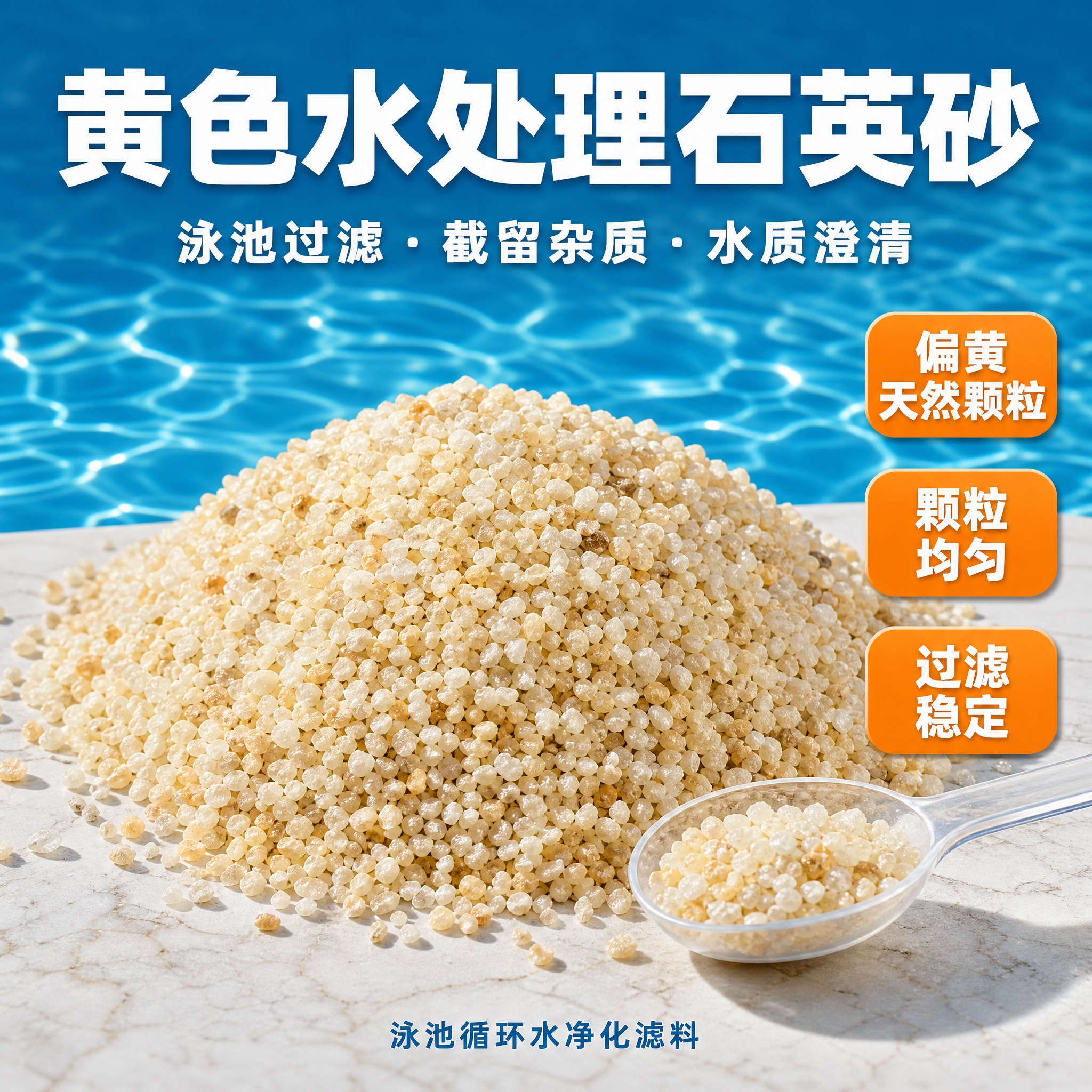 [主图-1] 黄色水处理石英砂产品首图，突出产品主体与核心卖点… - 图片创意预览