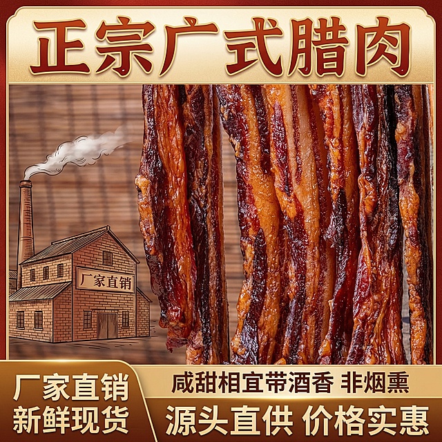 这张图片是产品主体这款产品是广式加瘦腊肉 我需要设计20张主图在拼多多上面售卖    主图场景布局可以用厨房 炒腊肉 腊肉细节等设计一个高级有食欲一些主图文案内容 正宗广式腊肉 厂家直销 新鲜现货 咸甜相宜带酒香  腊味煲仔饭 小炒 蒸饭 外卖 非烟熏 广式去皮腊肉 糖酒风味 食堂餐厅批发  肥瘦相间 传统工艺 正规新鲜  嚼有回香 口感爽脆