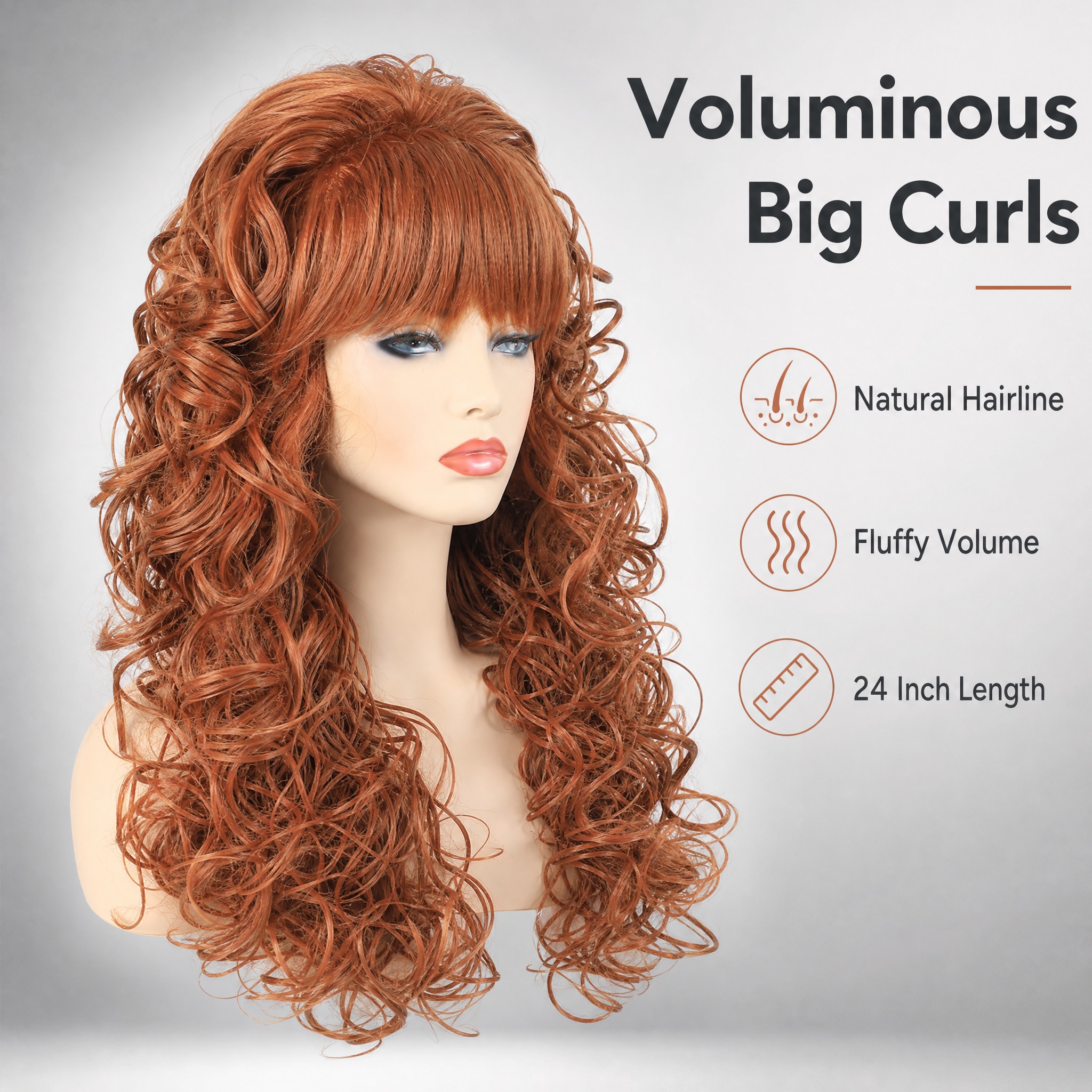 [主图-2] Copper Ginger Long Curly… - 图片创意预览