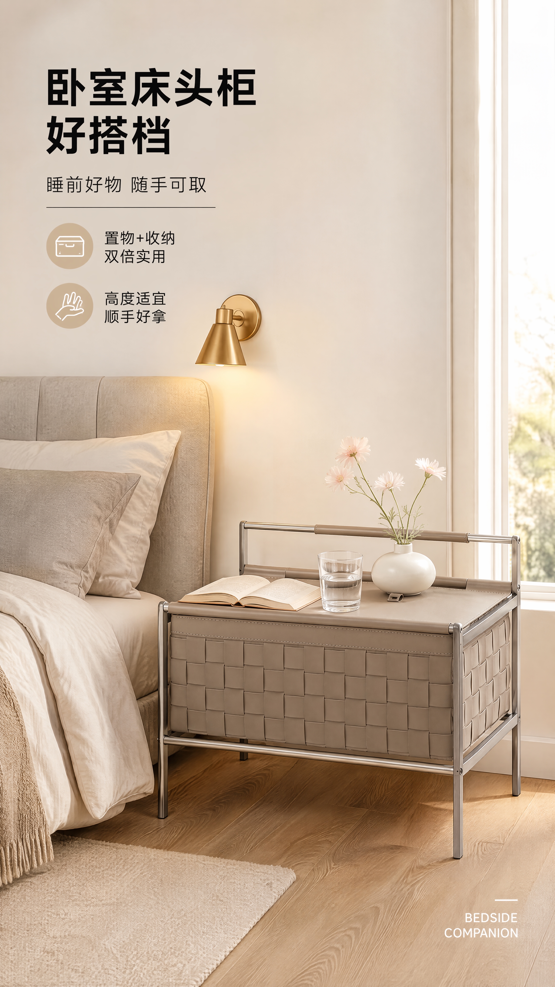 [第6张] 详情页场景展示页-卧室床头柜场景使用态。本张使用【… - 图片创意预览