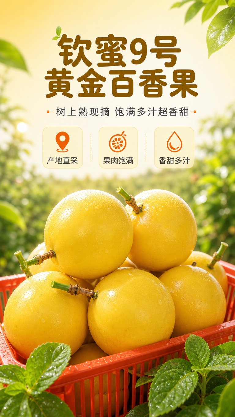 [商品] 使用【图3】【图4】钦蜜9号黄金百香果鲜果；保留果实… - 图片创意预览