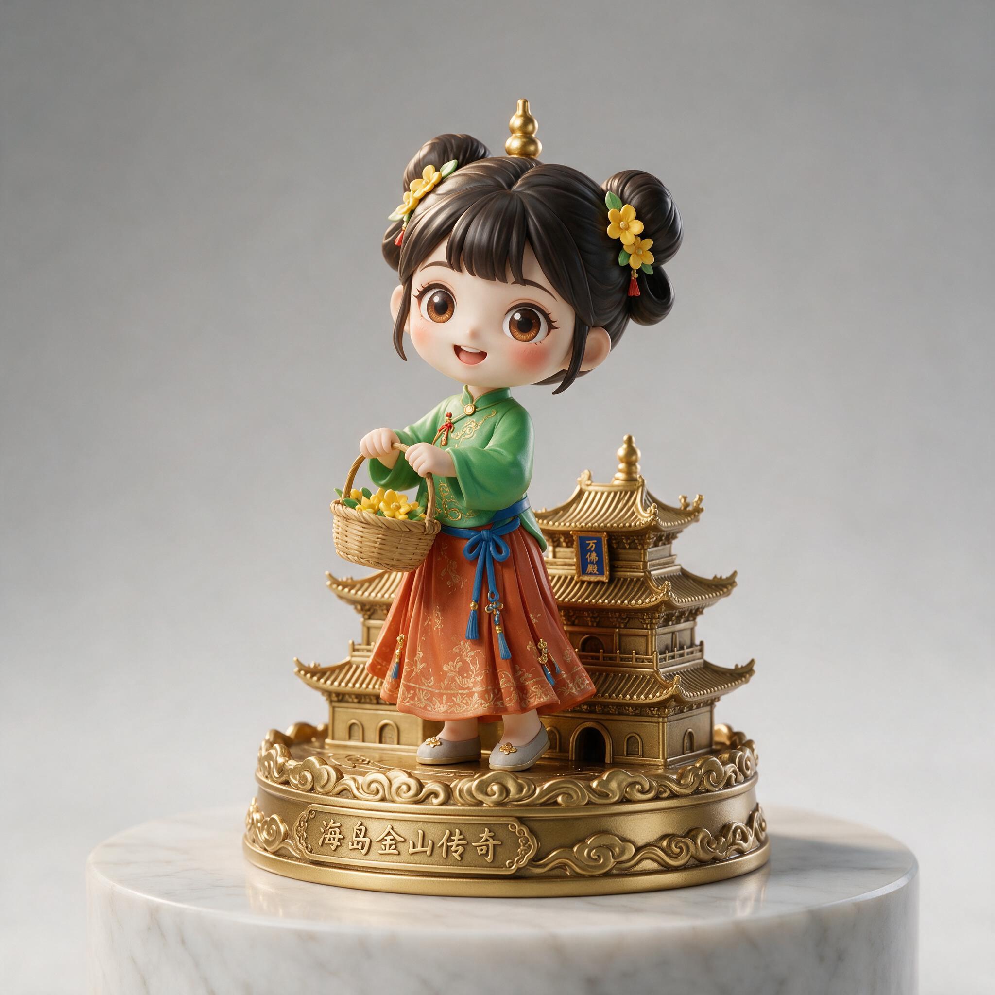 一款精美的青云角色手办产品展示图，Q版可爱风格。手办人物为《海… - 图片创意预览