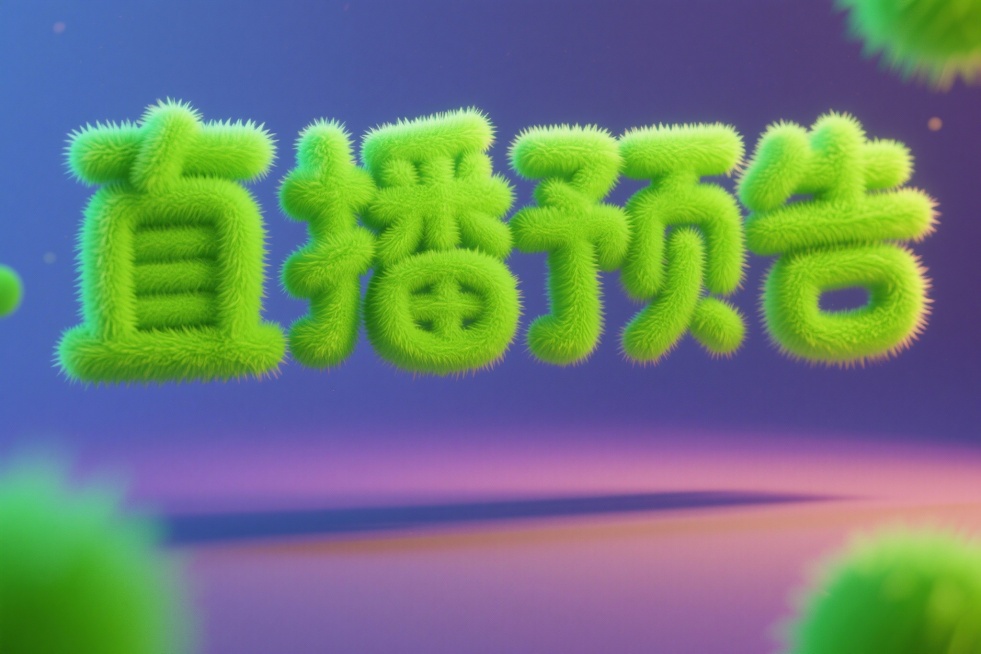 直播预告四个字，生成荧光绿3D毛绒字体预览效果