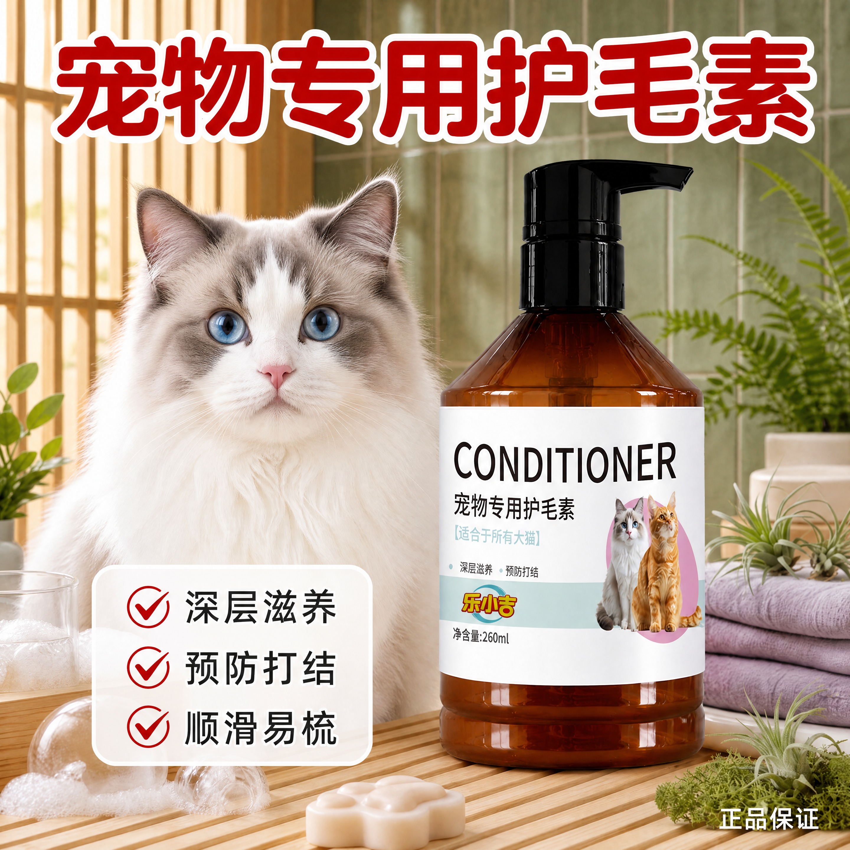 [单张主图] 乐小吉宠物专用护毛素260ml 爆款主图复刻，严… - 图片创意预览