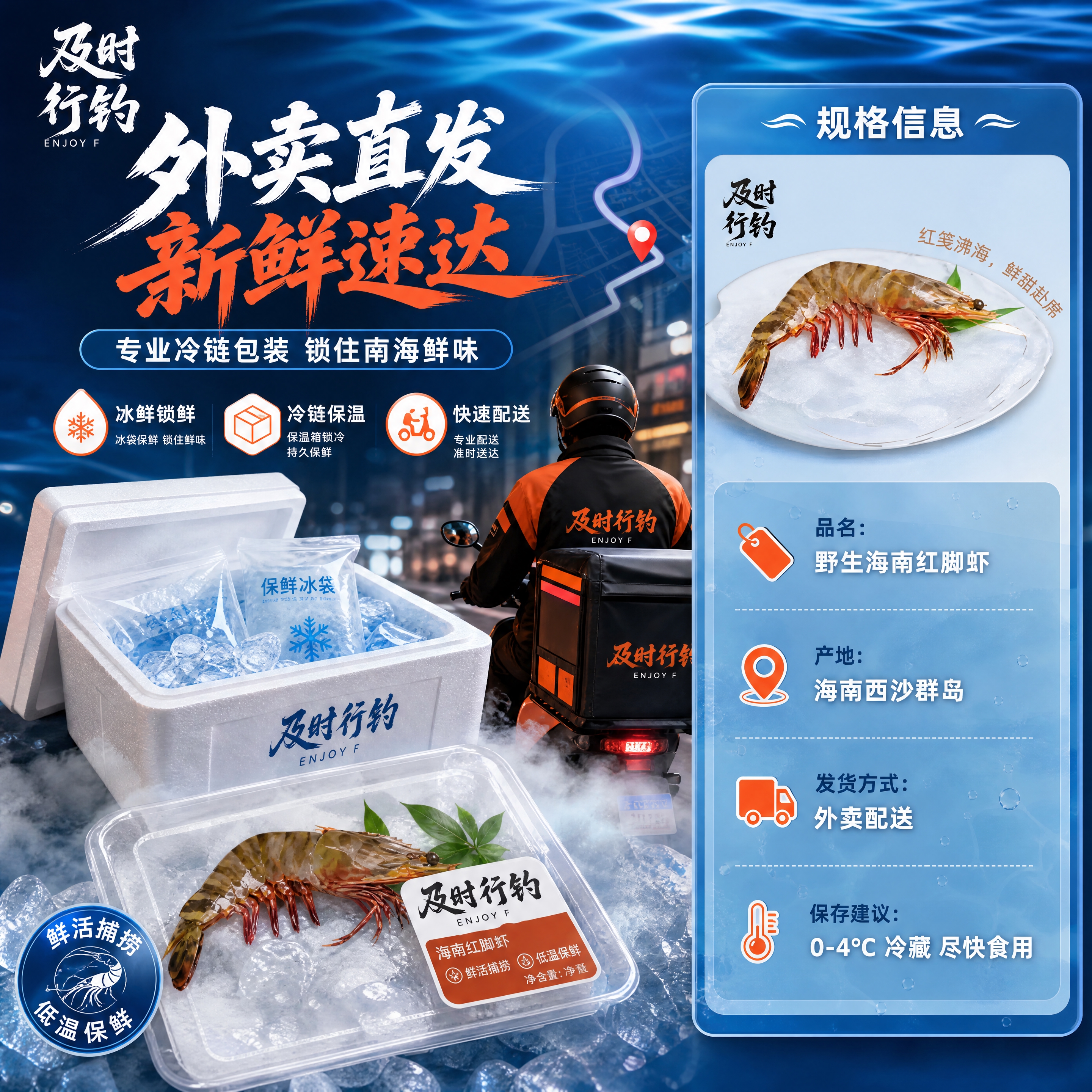 [商品] 使用【图1】海南红脚虾产品图；保留虾身整体形态与品牌… - 图片创意预览