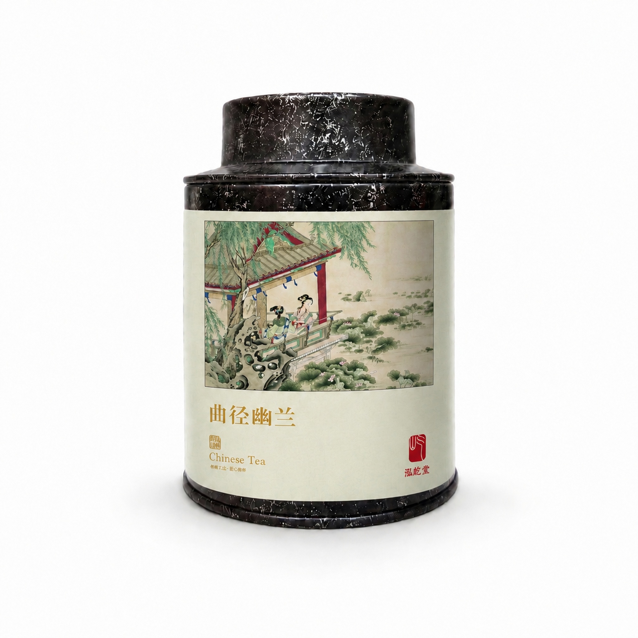 保留当前黑色罐子的造型、透视和光影不变，将图片标签仅覆盖罐子正… - 图片创意预览