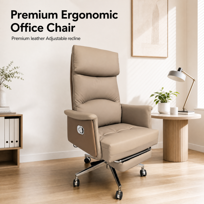 [Main Image 1] Office ergonomic executive chair product showcase in modern home office environment
[预览效果