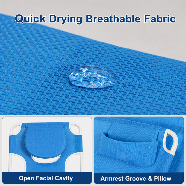 [Main Image 3] Portable Folding Lounge Chair material detail display. Macro close-up of the breathab预览效果
