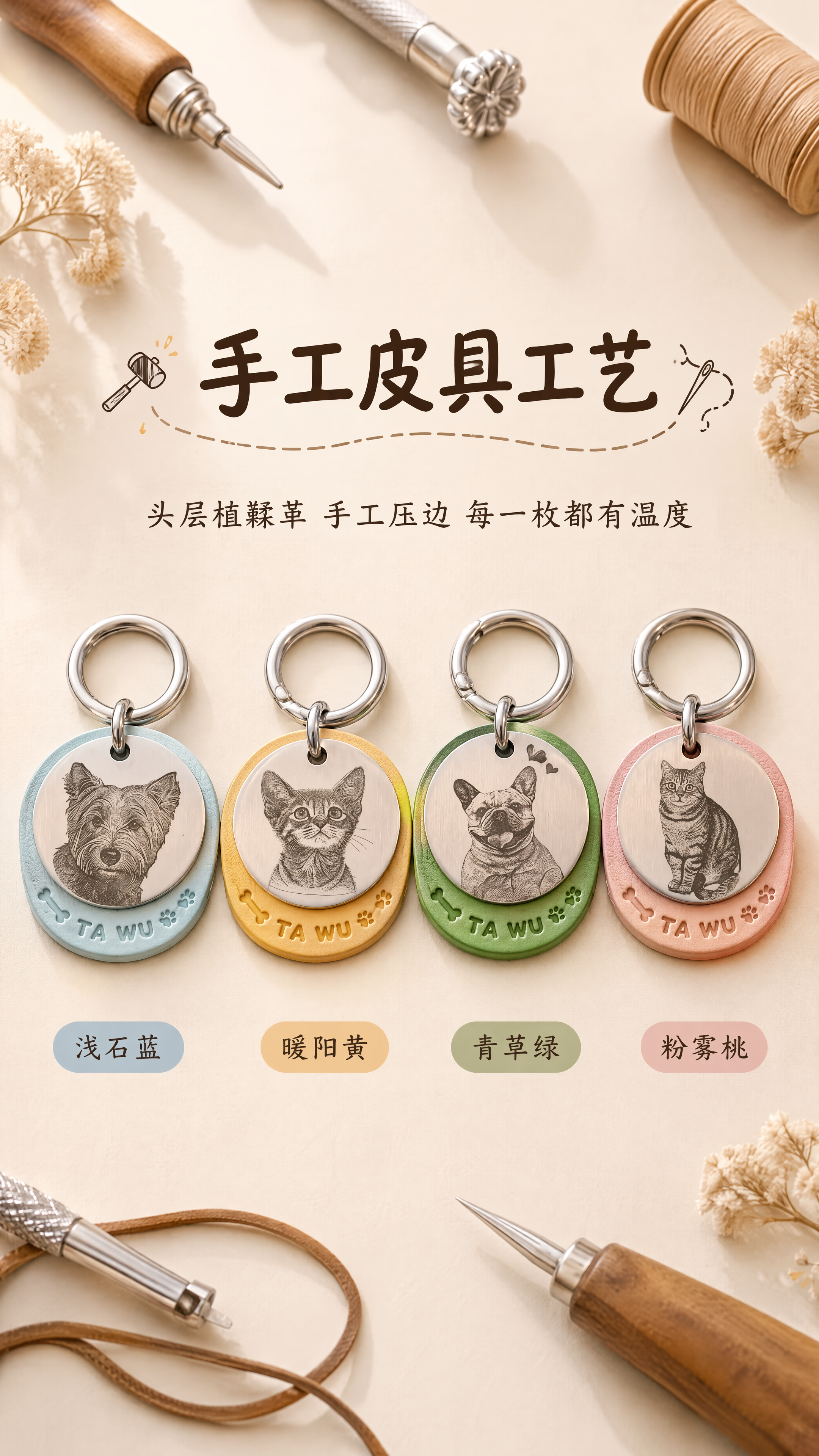 [第8张] 手工皮具工艺页-它悟手工定制宠物铭牌。本张使用【图… - 图片创意预览