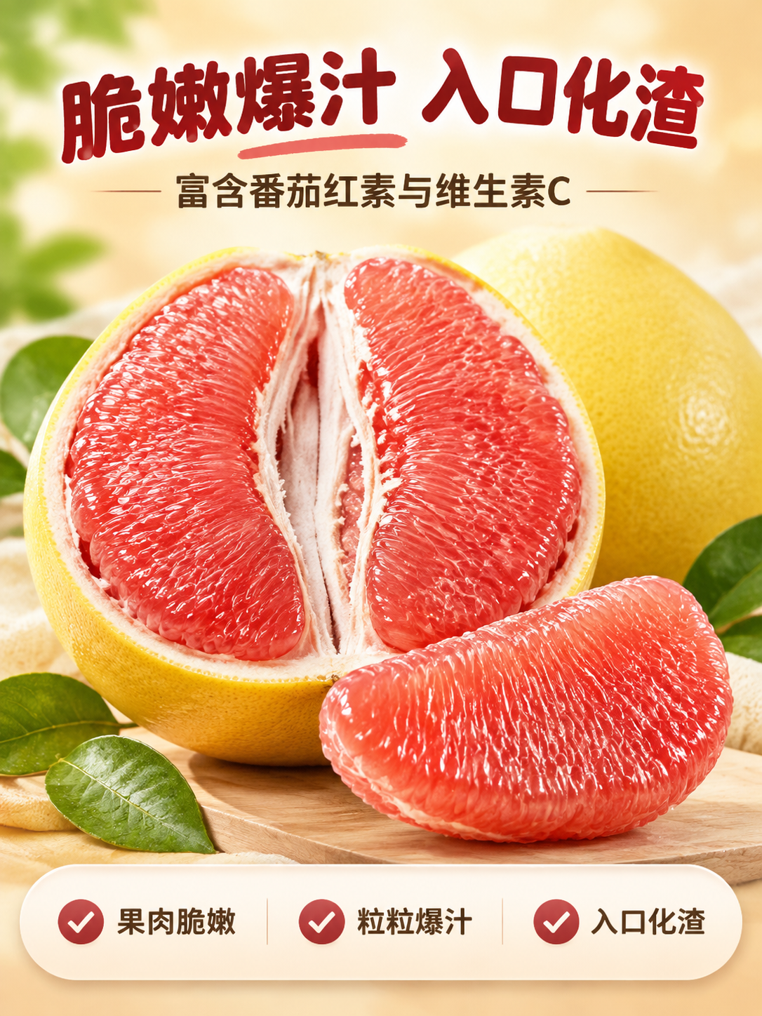 [商品] 使用【图7】对半切开红心蜜柚、【图1】果肉瓣特写；保… - 图片创意预览