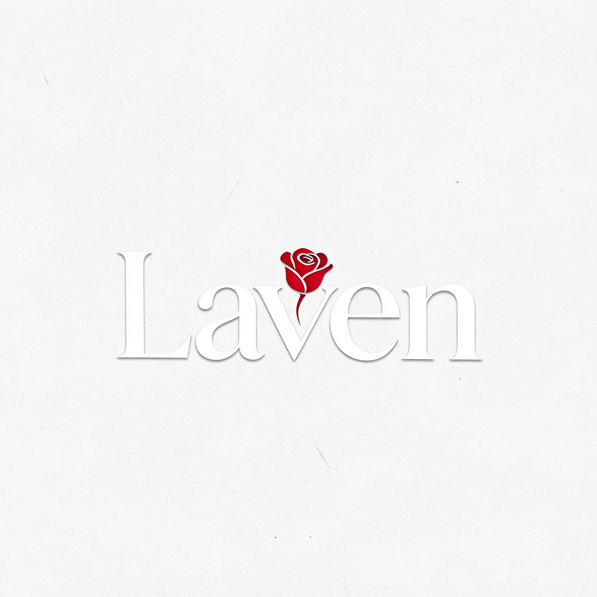将Laven logo（白色Laven文字+红色玫瑰花图案）从… - 图片创意预览