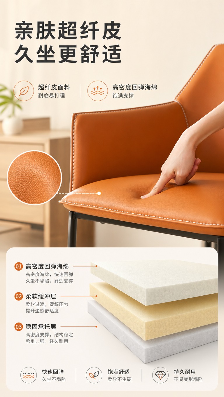 [商品] 使用【图1】餐椅，保留整体结构和缝线细节；椅身面料为… - 图片创意预览