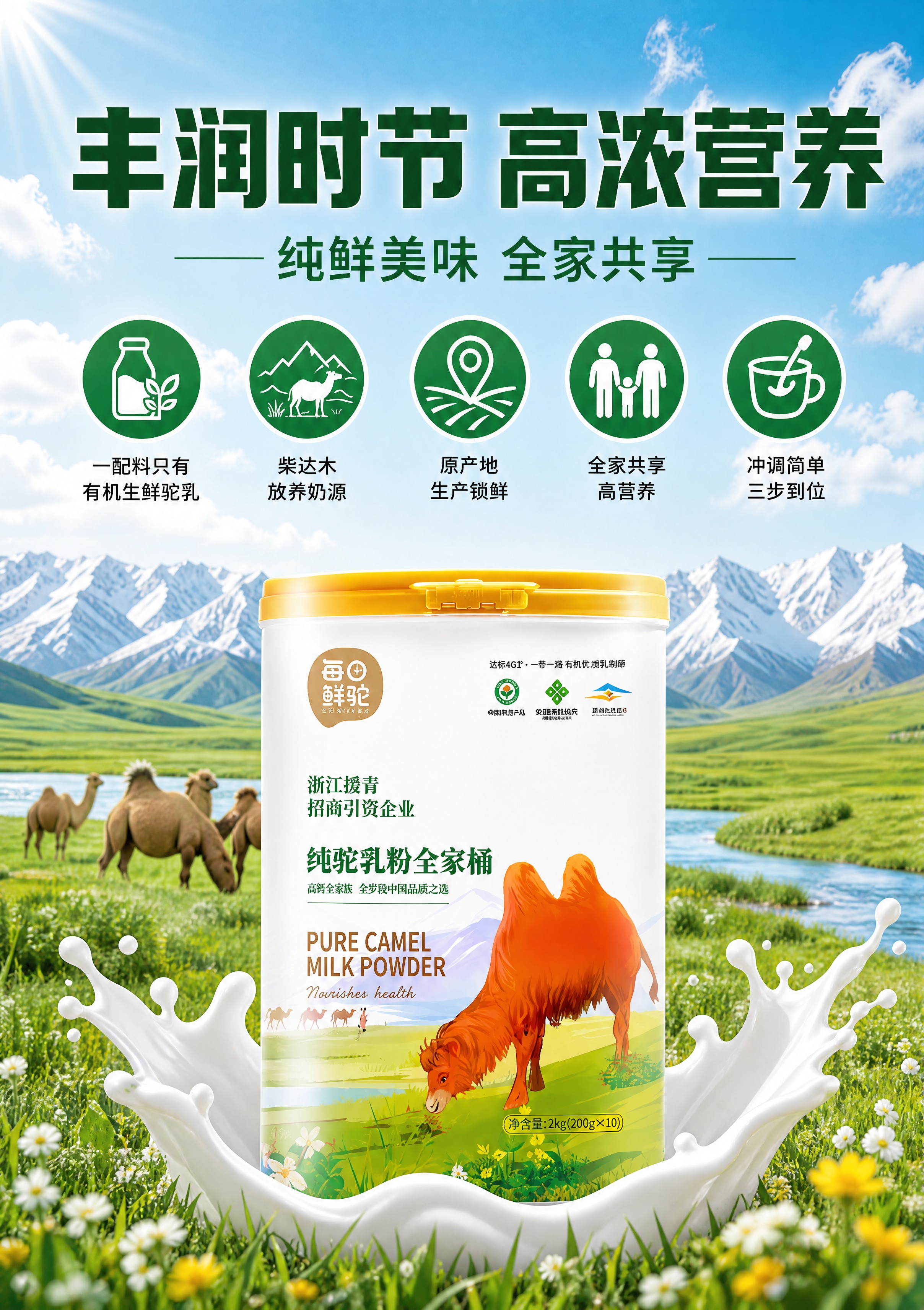 [商品] 使用【图3】每日鲜驼纯驼乳粉全家桶白罐黄盖；保留罐体… - 图片创意预览