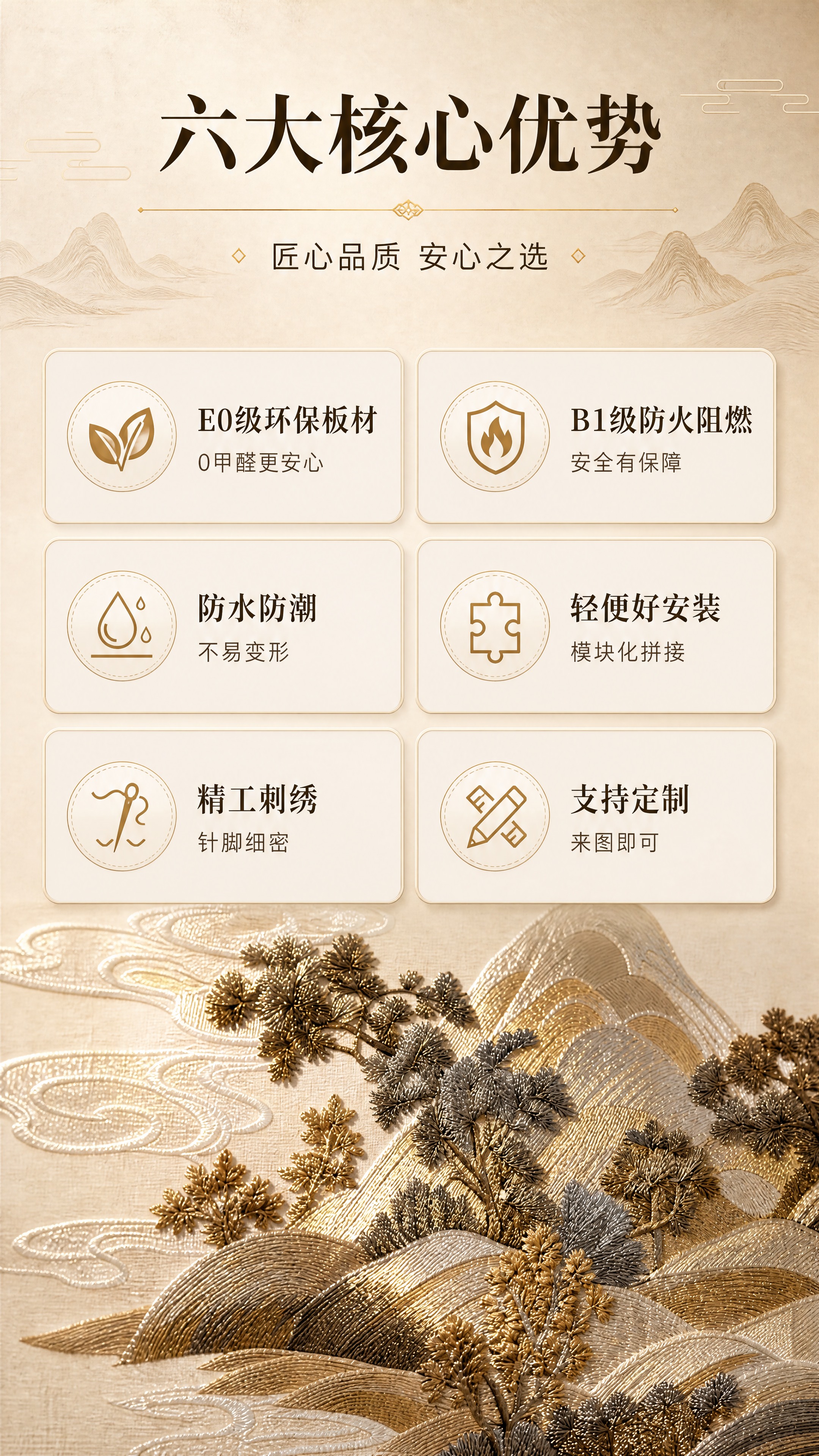 [商品] 使用【图1】下半部分锦云江山刺绣细节特写；保留山水祥… - 图片创意预览
