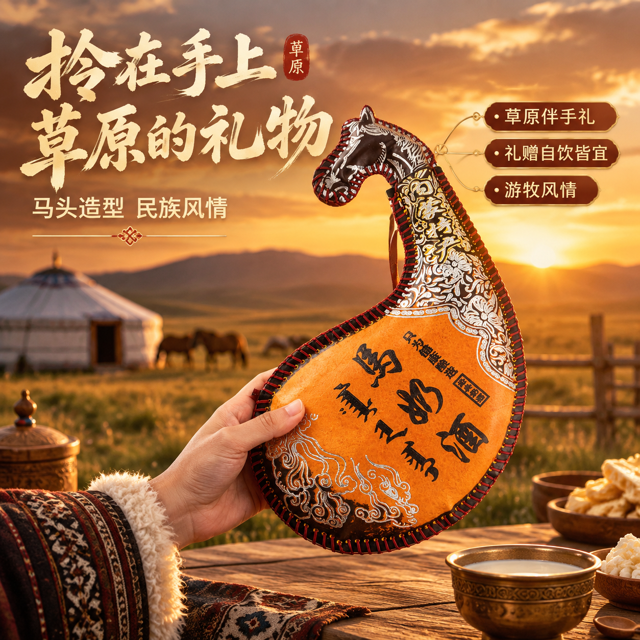 [主图-4] 真实手持场景页：表现“拎在手上就是草原的礼物”，… - 图片创意预览