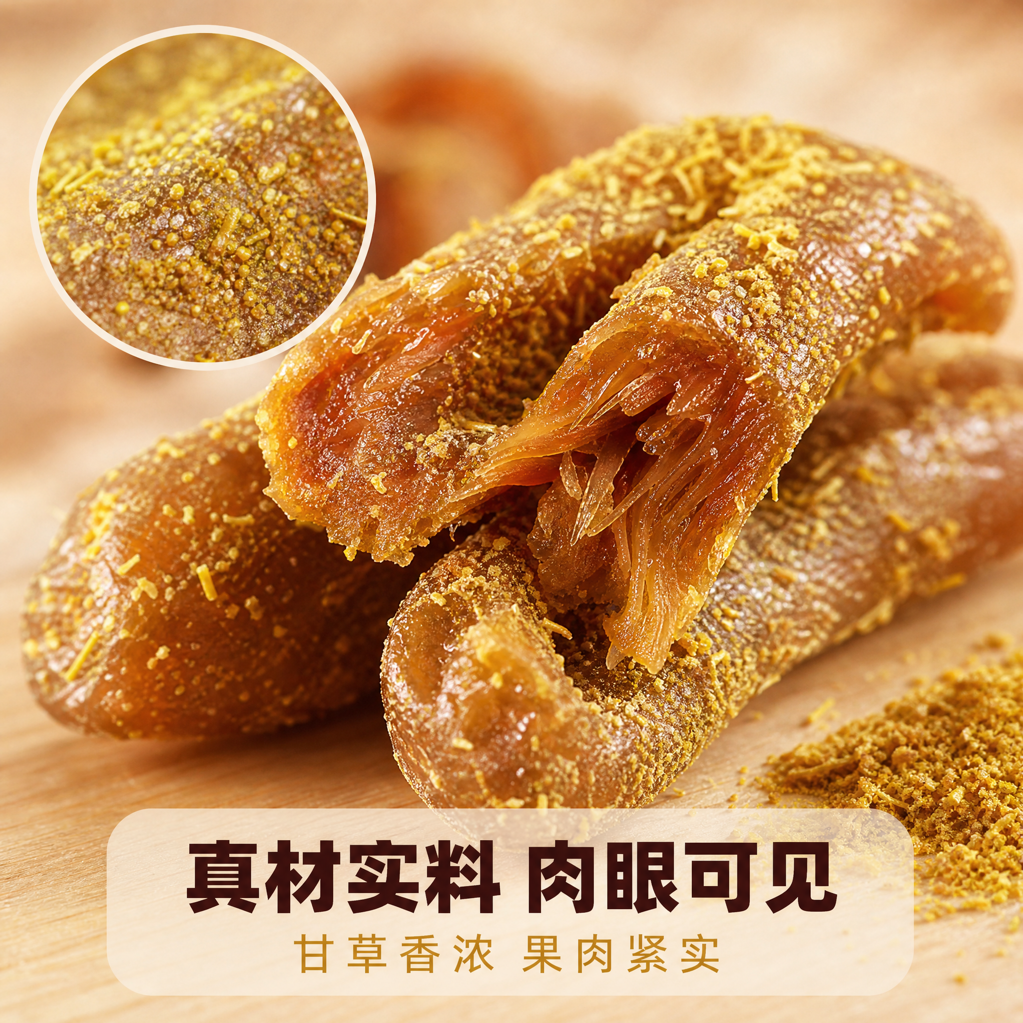 [主图-3] 细节微距 甘草粉肌理与果肉质感。 [统一基调]… - 图片创意预览
