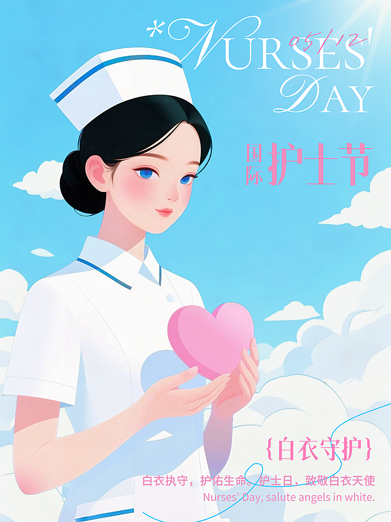 512国际护士节节日祝福扁平插画清新甜美小红书配图