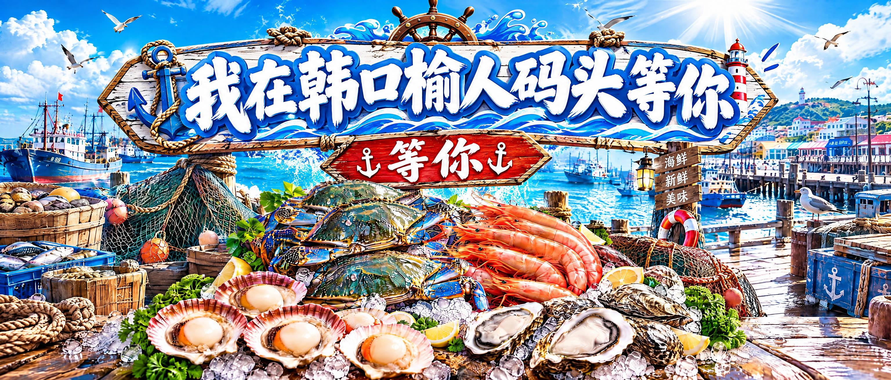 重新设计路牌标题排版，将"我在韩口榆人码头等你"主标题放大，字… - 图片创意预览