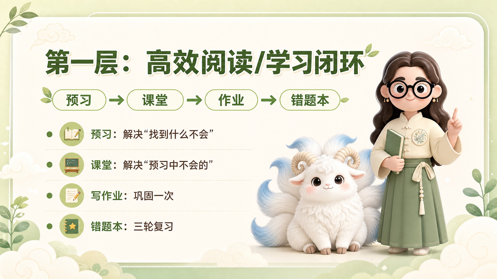 A4横版教育培训PPT页面设计，杏色和绿色为主色调，温馨柔和的… - 图片创意预览