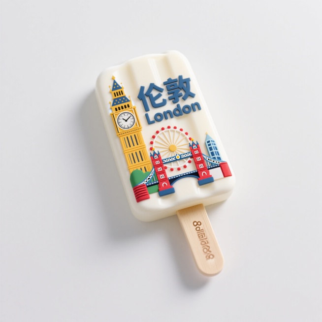 文创雪糕，画面主体为“伦敦 London”，大本钟、伦敦眼，伦敦塔桥预览效果
