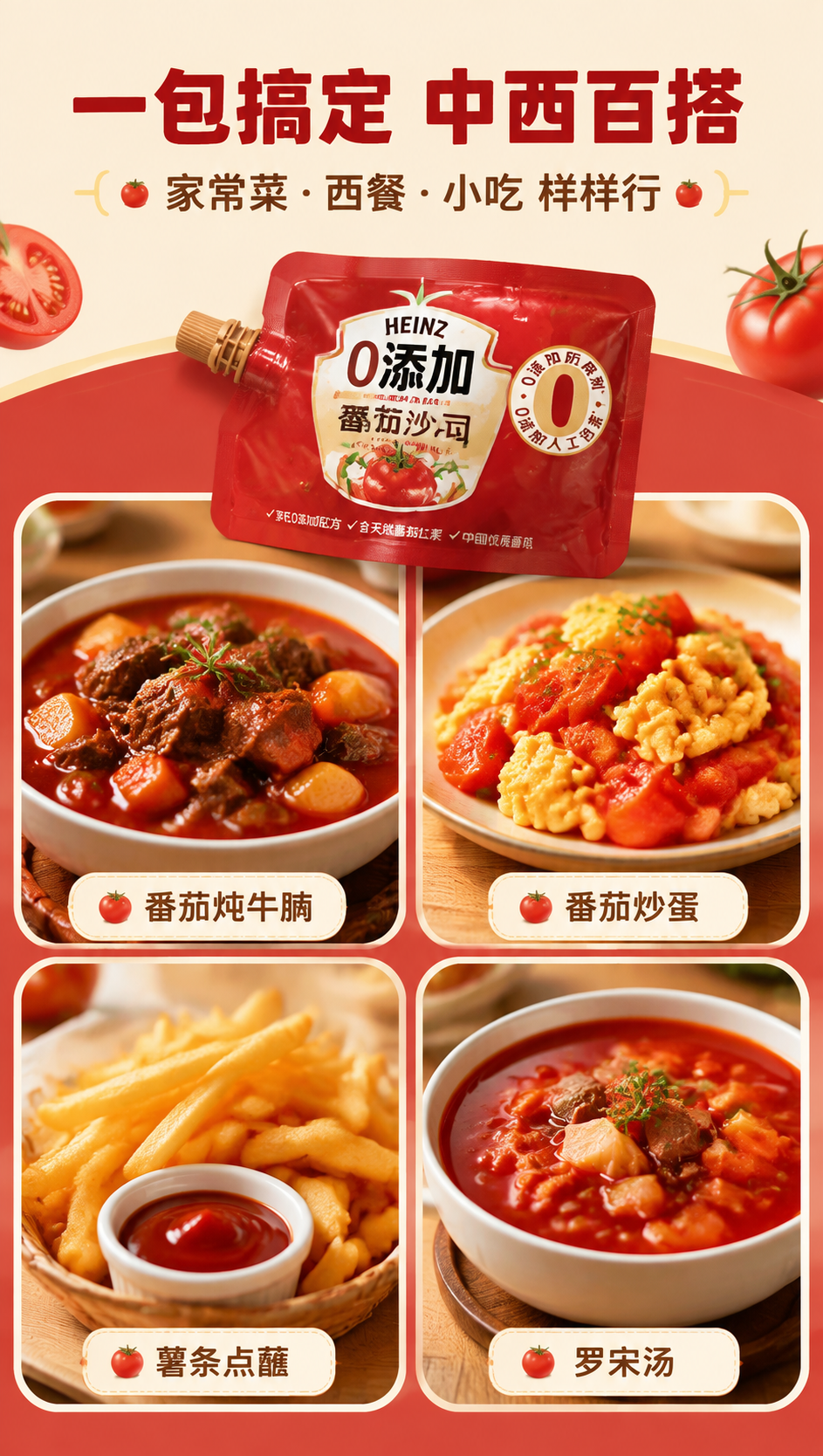 [商品] 使用【图1】亨氏0添加番茄沙司红色挤挤袋装；保留包装… - 图片创意预览