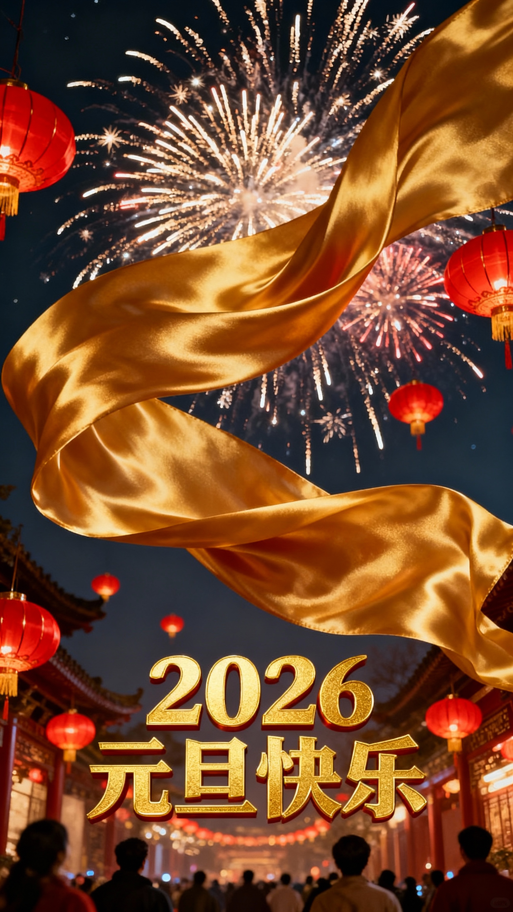 大气磅礴的场景，电影质感，金色丝绸，烟花，灯笼，主标题“202… - 图片创意预览