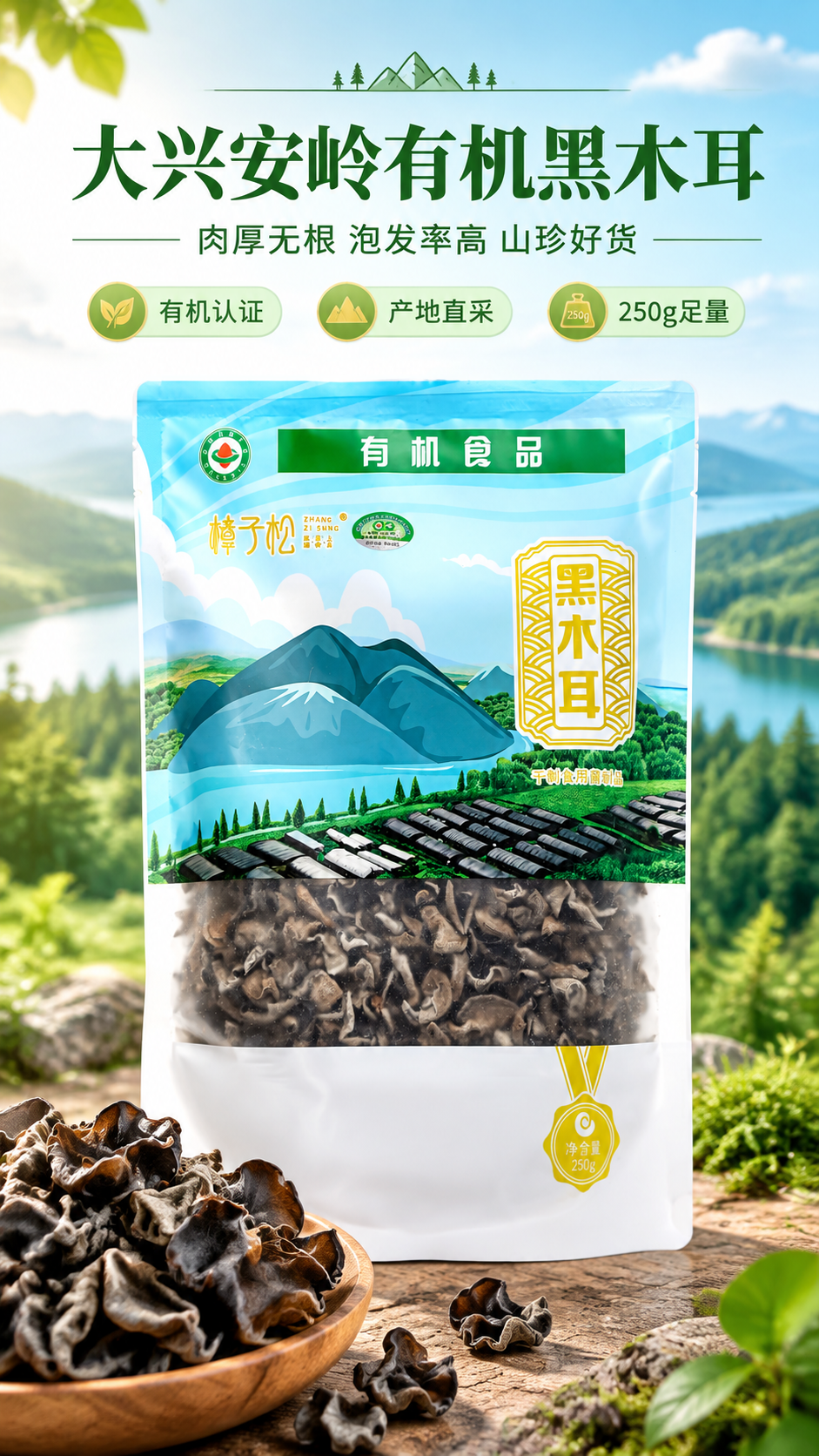 [商品] 使用【图1】优享黑木耳250g袋装正面图；保留包装袋… - 图片创意预览