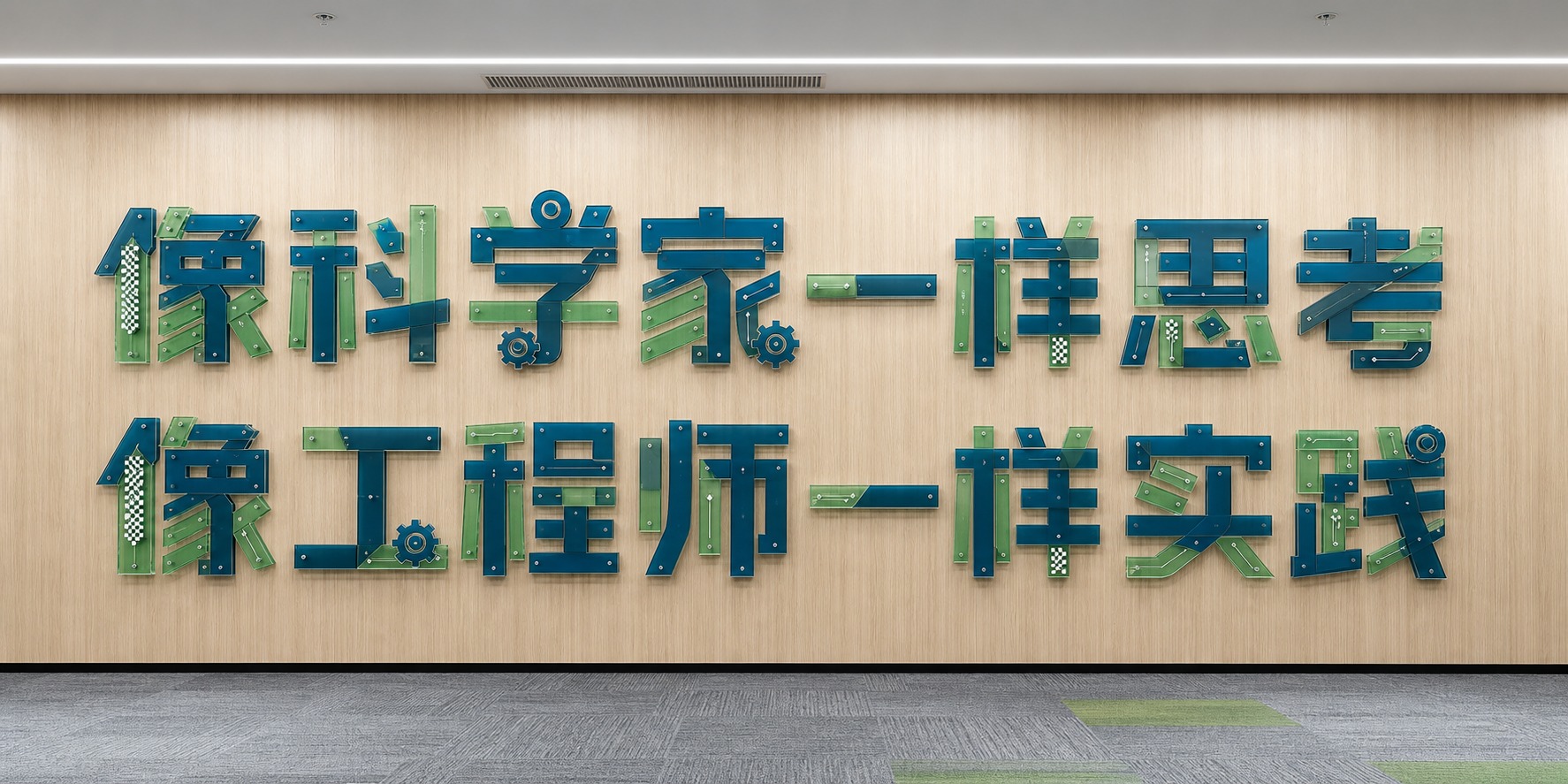 参考上传图片的字体设计风格，设计企业形象墙立体字立面图，文字内… - 图片创意预览
