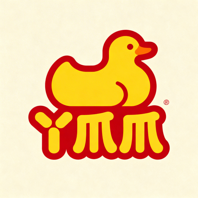卤货品牌logo设计，名称为"丫爪爪"，图文组合形式，logo中包含鸭子图案，风格简约醒目，适合餐饮卤味品牌使用，黄色和红色为主的暖色调配色预览效果