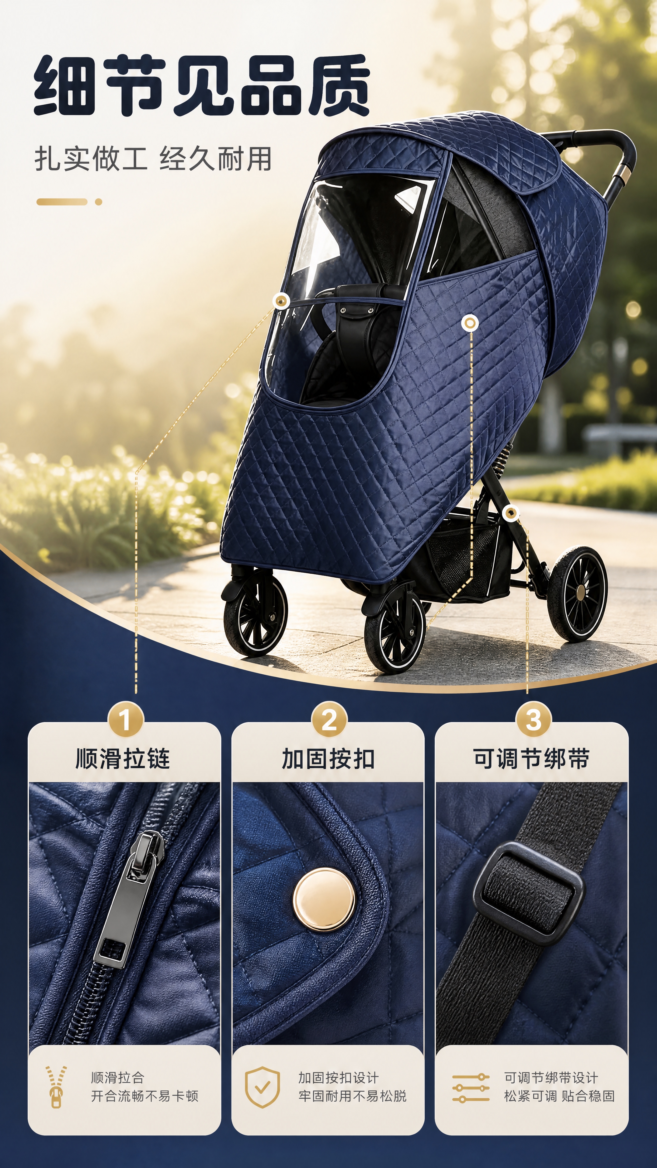 [商品] 使用【图1】藏青色全包裹婴儿车防风防雨罩；保留拉链、… - 图片创意预览