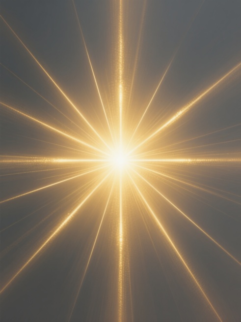 一张纯背景的数字艺术插画，画面中央是一个明亮耀眼的金色光芒，光芒从中心向四周呈放射状扩散，形成多条清晰锐利的金色光线，光线由中心向边缘逐渐变暗、变淡，背景为深灰色，整体营造出神秘而神圣的氛围，光线过渡自然平滑，具有强烈的视觉冲击力和空间感。预览效果