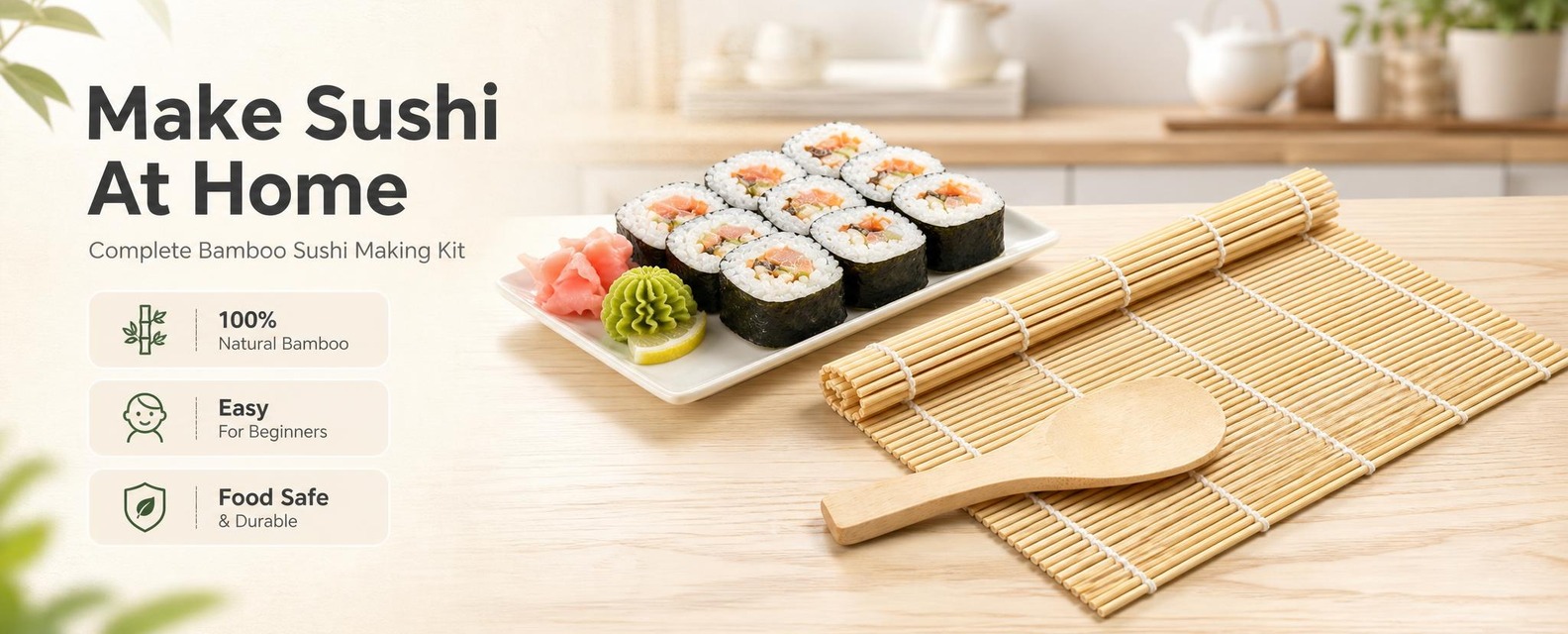 [商品] 使用【图1】竹制寿司制作套装（含寿司卷帘+竹制饭勺）… - 图片创意预览