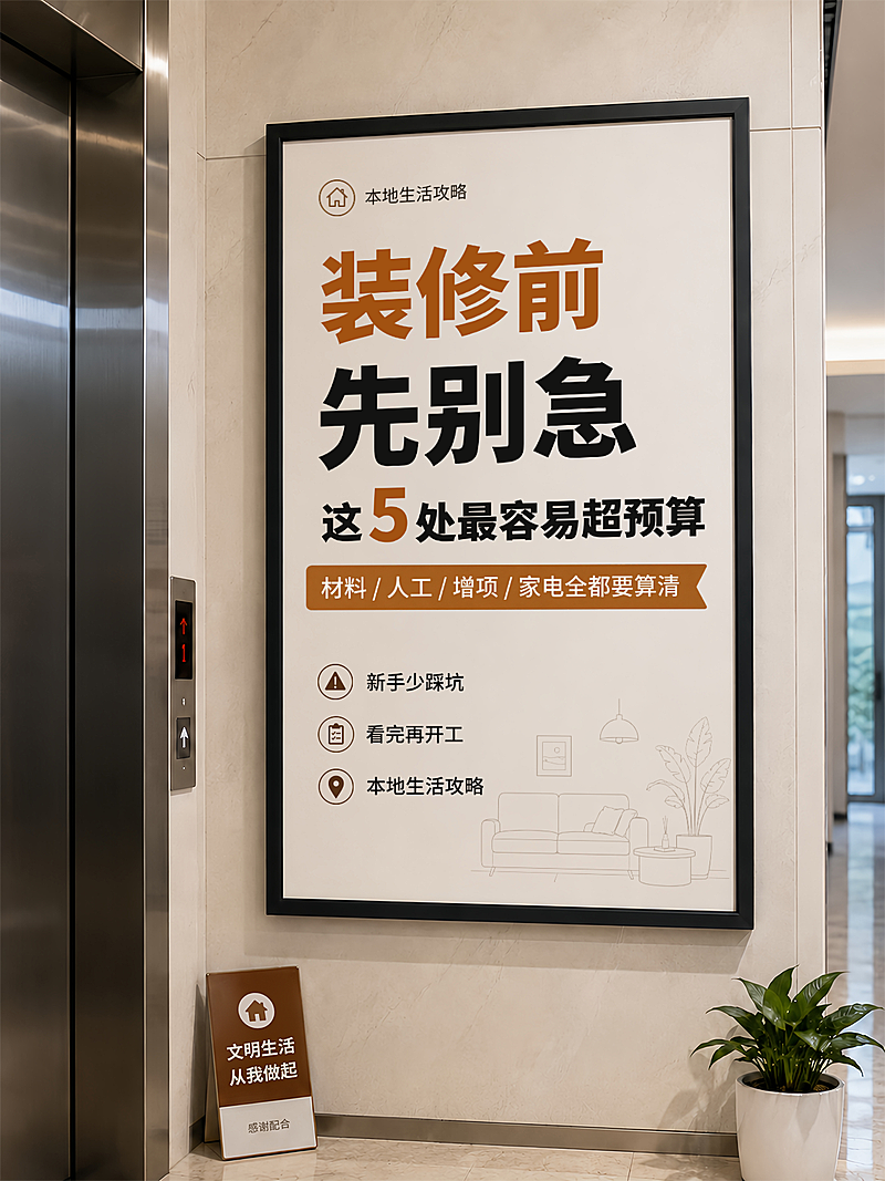 装修预算避坑攻略分享简约高级风小红书封面
