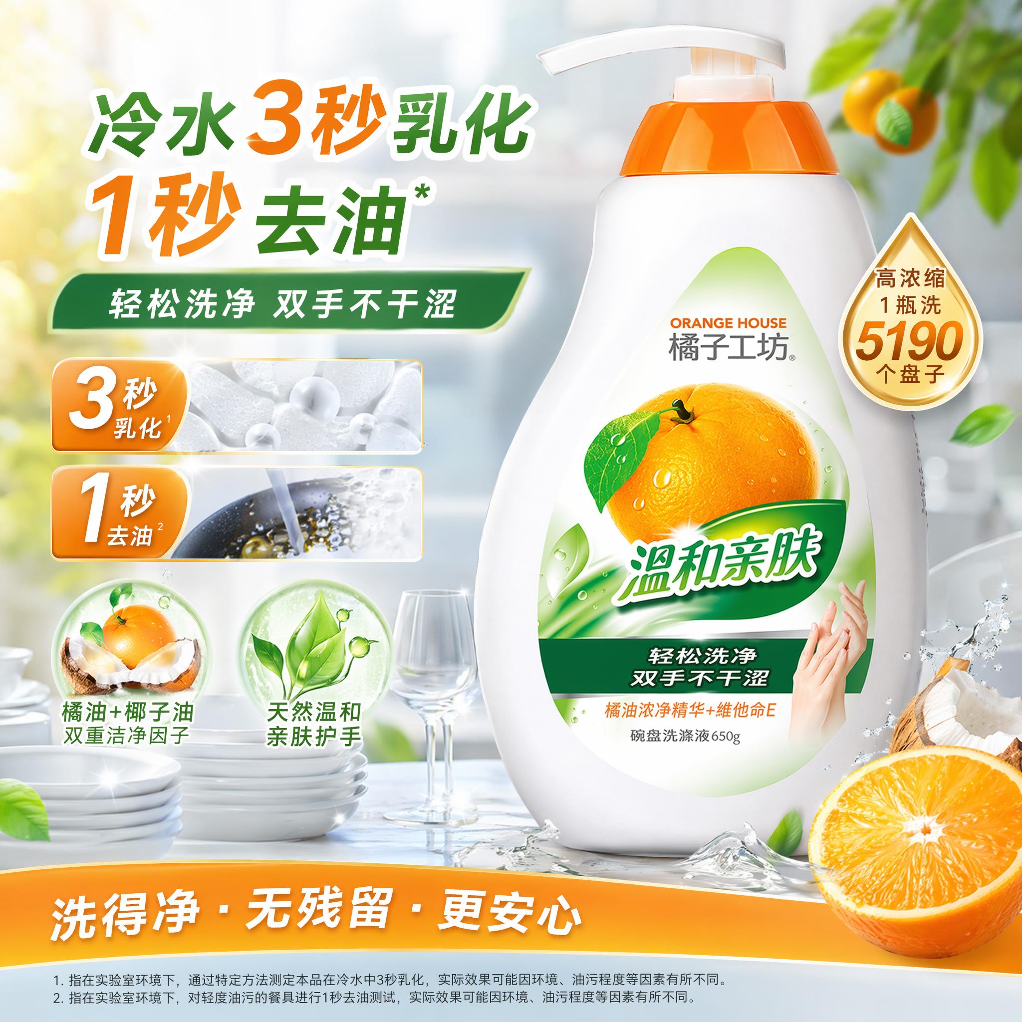 「图片1」淘宝/天猫 商品是天然橘油洗洁精，卖点是A类食品级认… - 图片创意预览