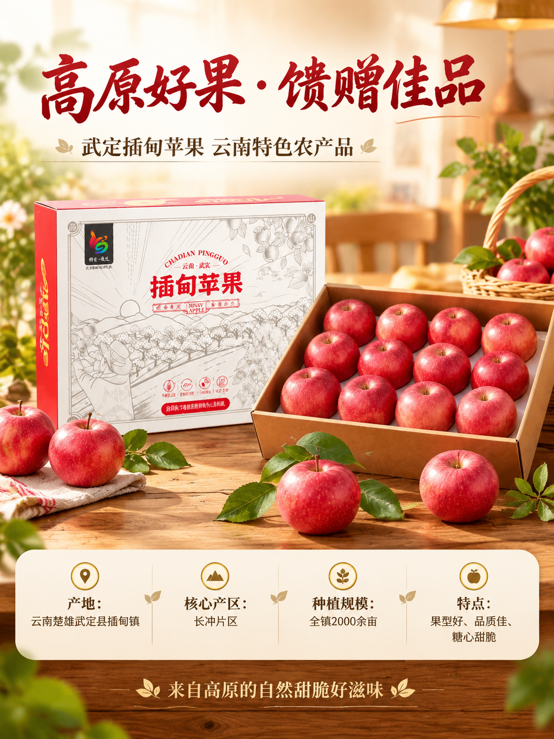 [商品] 使用【图1】插甸苹果礼盒产品图；保留红白礼盒包装、"… - 图片创意预览