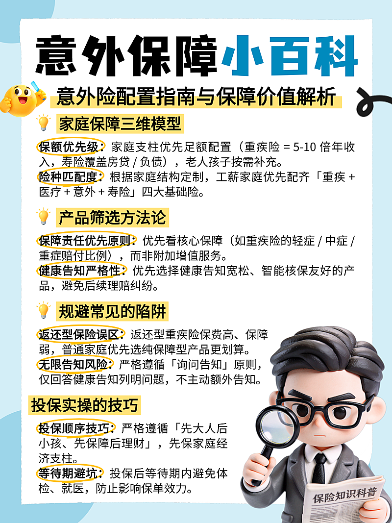 意外险保险知识分享卡通手账风小红书配图