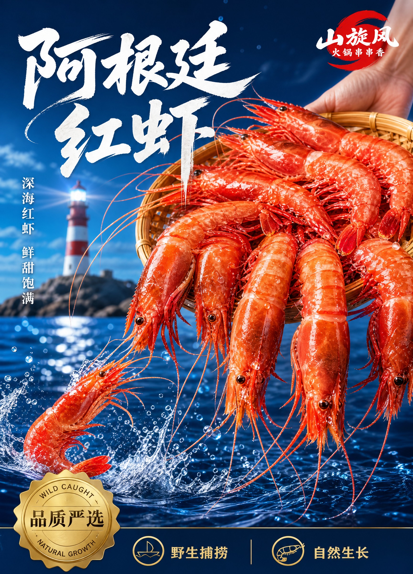 参考这张图的版式与内容，重新生成一张更精致的高端海鲜海报：一只… - 图片创意预览