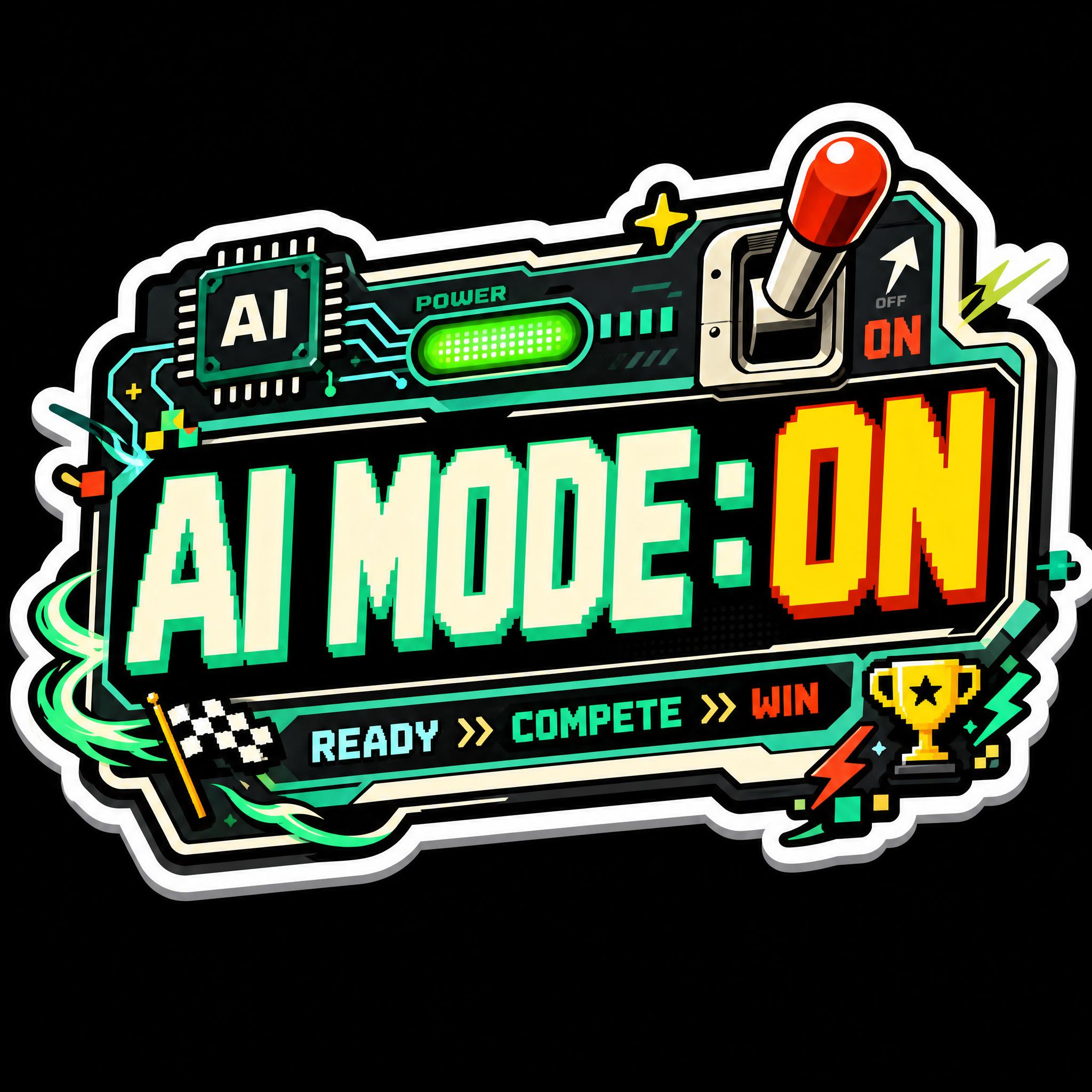 纯黑背景，一个独立的异形手举牌贴纸，主题为「AI MODE：O… - 图片创意预览