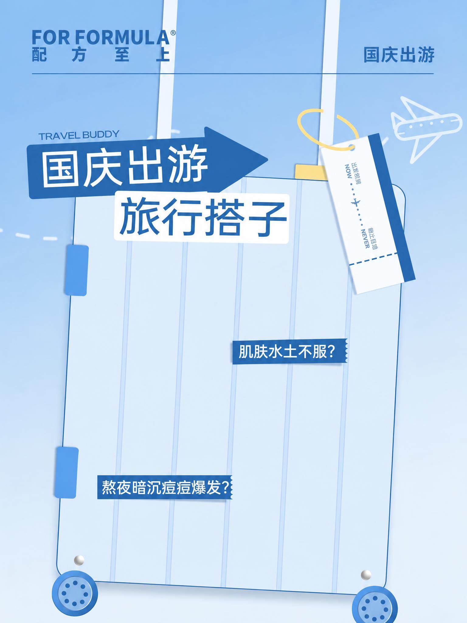 去除图中所有的护肤品产品瓶身，保留背景、所有文字、行李箱造型、… - 图片创意预览