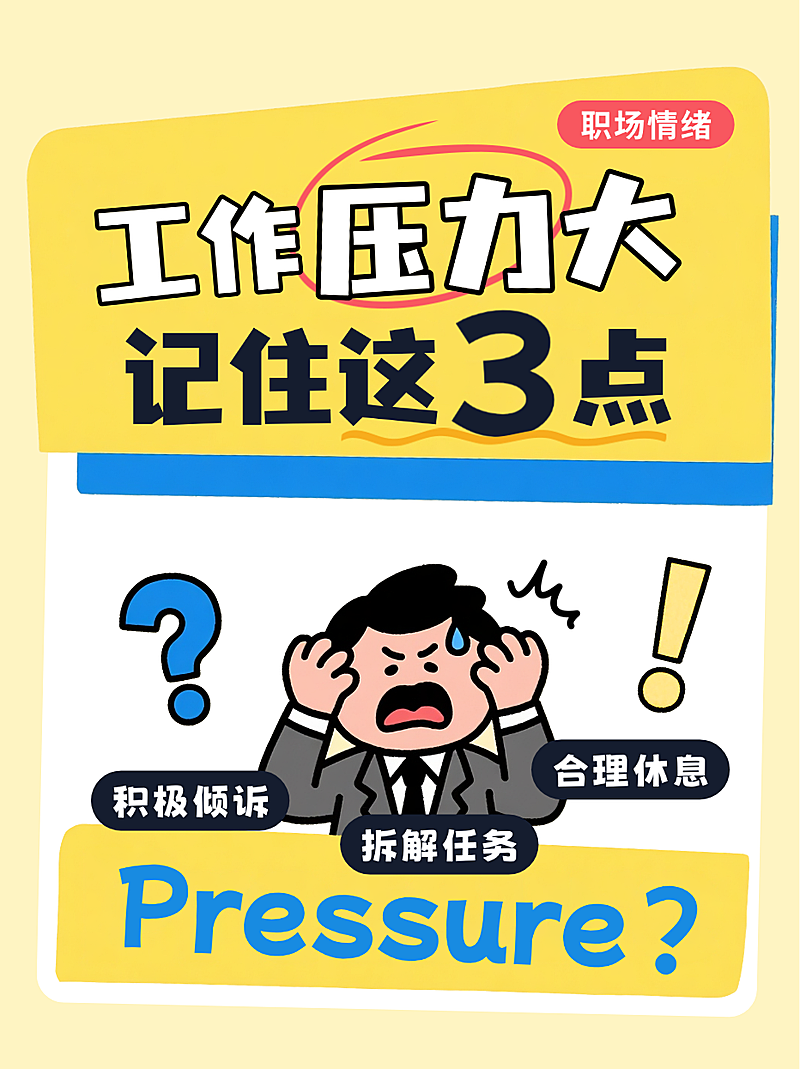 黄色卡通风趣工作压力大解压方法情绪疏导小红书封面