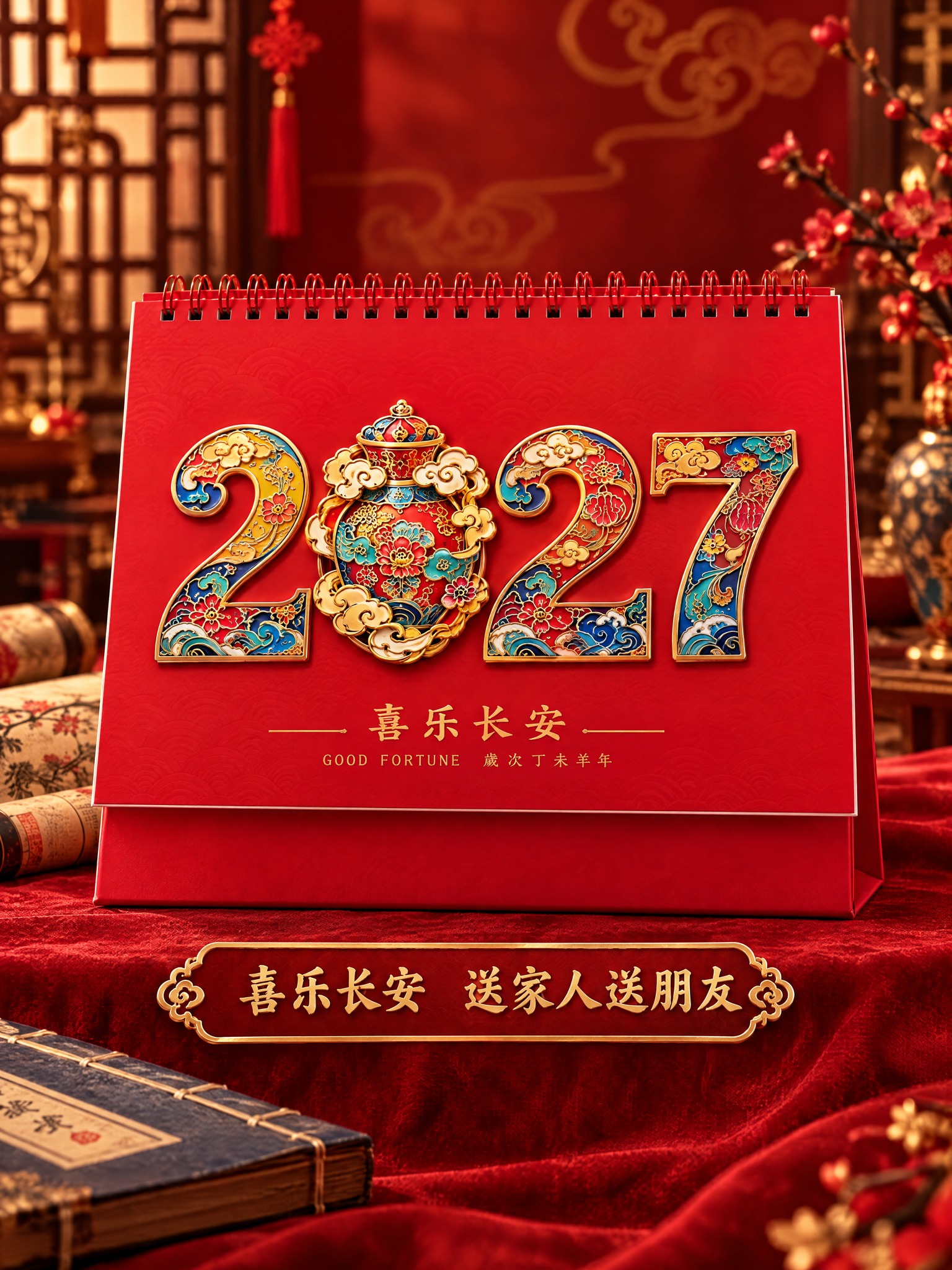 从这张四宫格图中提取左下的喜乐长安款台历，单独生成一张产品选项… - 图片创意预览