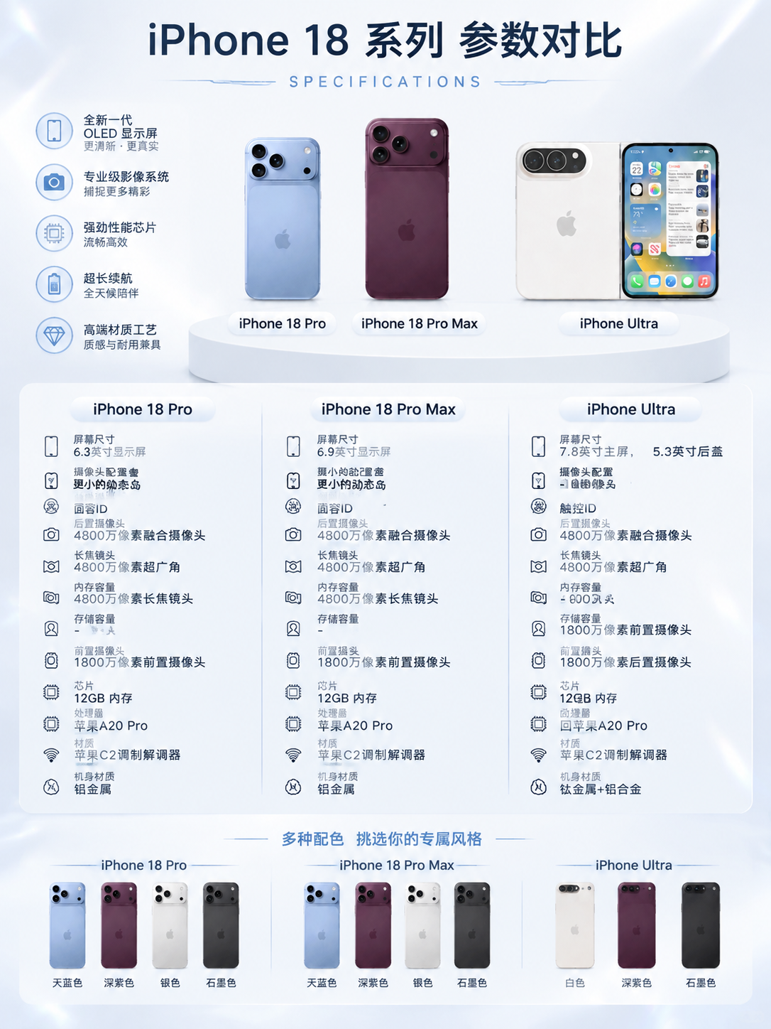 3:4竖版商业数码海报，纯净瓷白色背景，微弱冰白镭射细碎光晕，… - 图片创意预览