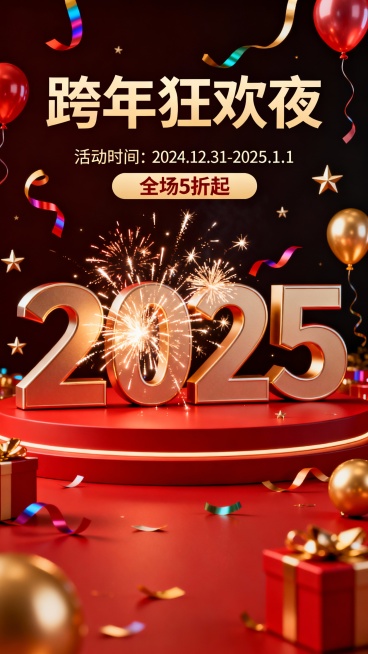 生成这种风格的跨年海报预览效果