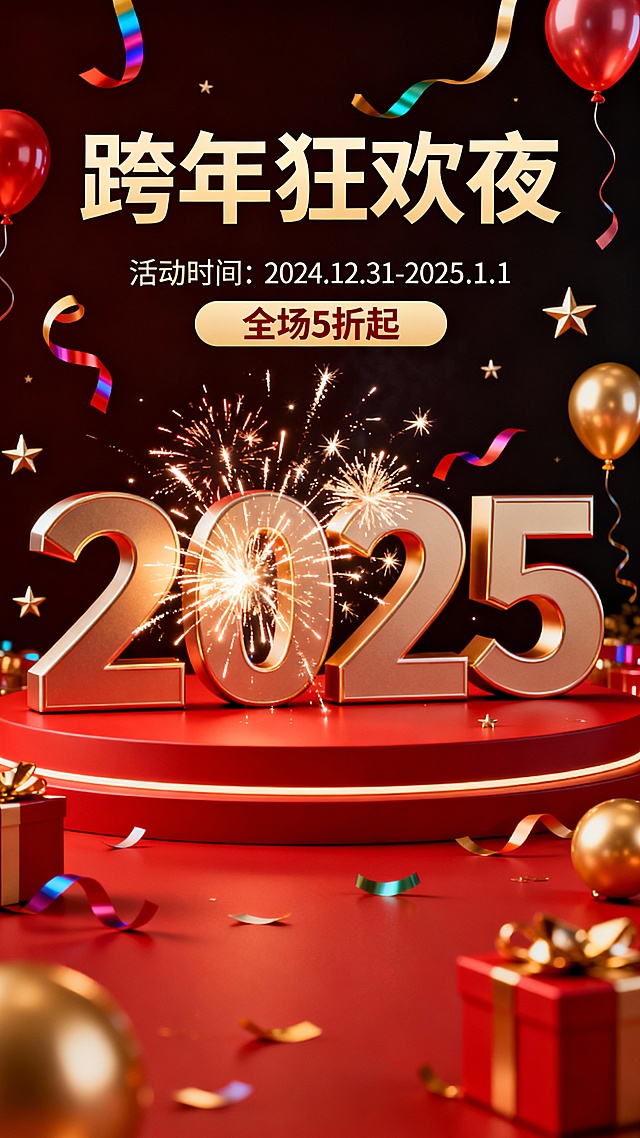 生成这种风格的跨年海报