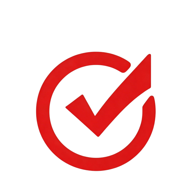 去除图片上的所有水印和半透明网格线，保留红色的对勾图标，背景为纯白色预览效果