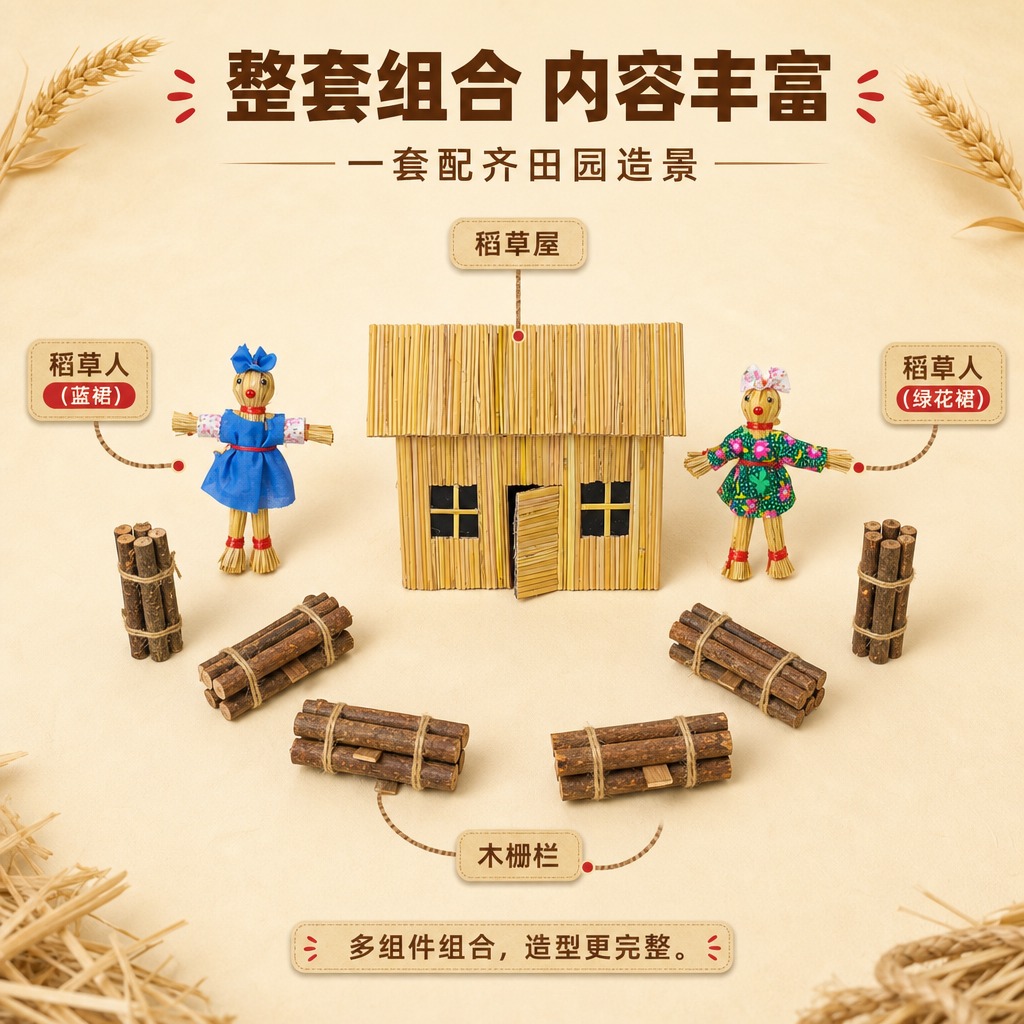 [商品] 使用【图5】稻草屋农夫院套装；保留稻草屋、两个稻草人… - 图片创意预览