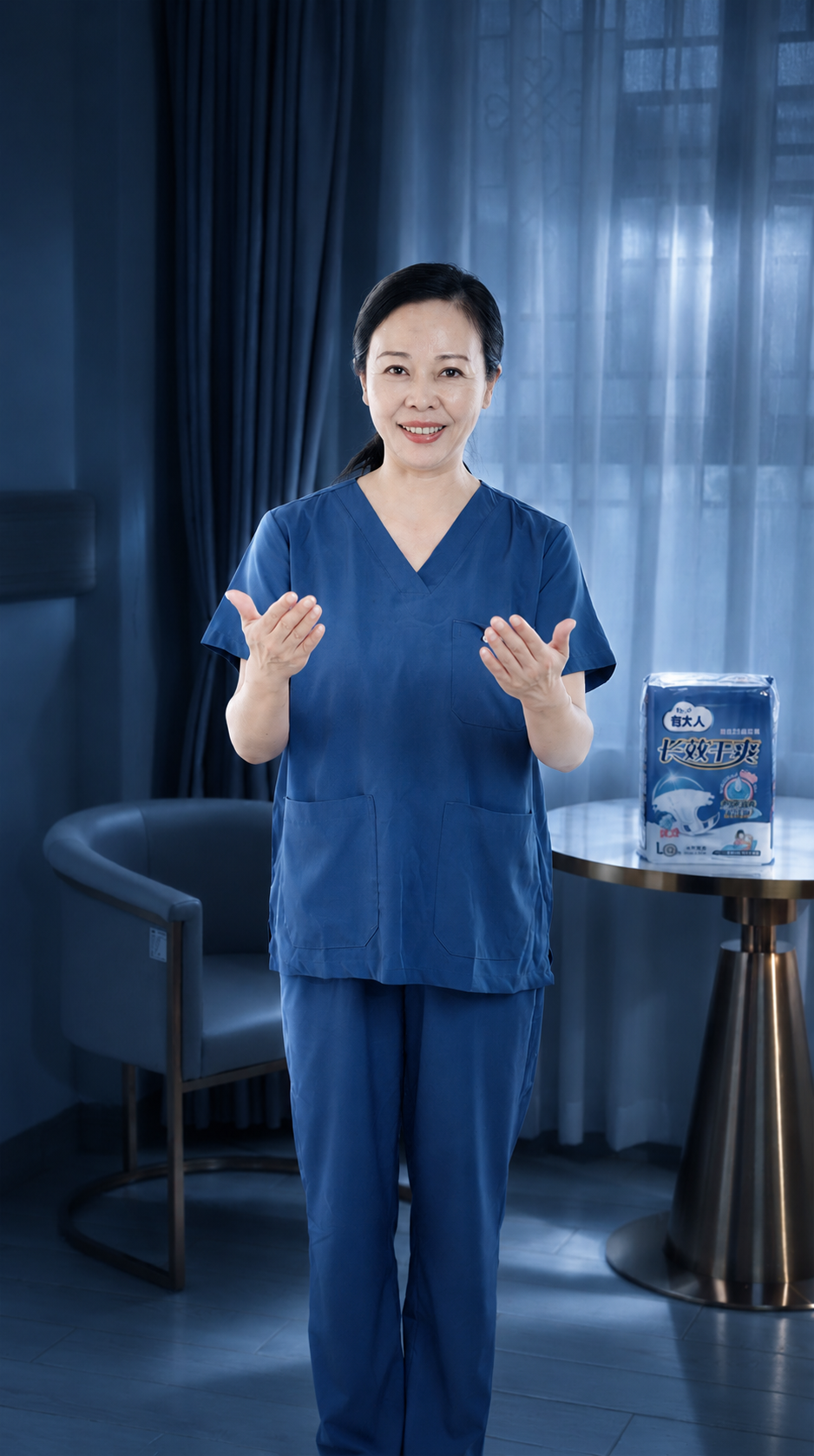 参考第一张图的色彩风格：深蓝色背景、人物明亮凸显、专业医疗质感… - 图片创意预览