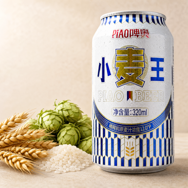 「图片1」生成电商主图（6张），商品名称是啤奥 小麦王  ，卖点是 水、麦芽、大米、啤酒花啤酒，京东自营店 主图比例为 1:1 电商头图6张  图上不修要文字只融合场景图  里面有2张场景配上配酒杯预览效果
